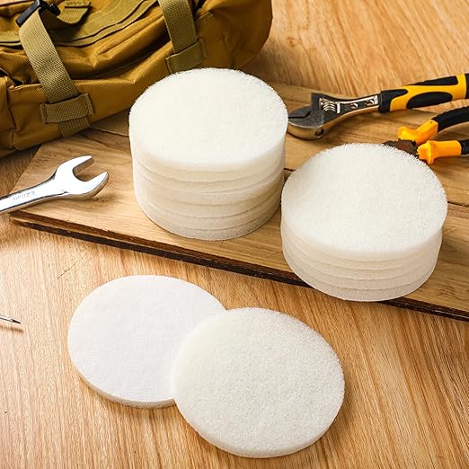 LemonRoad 5" Non Scratch Polishing Pad Hook & Loop Woven Discs, Non-Abrasive Finishing Pads, Buff & Polish Finished Surfaces, Wood Oil & Wax Application Conditioning Discs(White,15 Pcs)