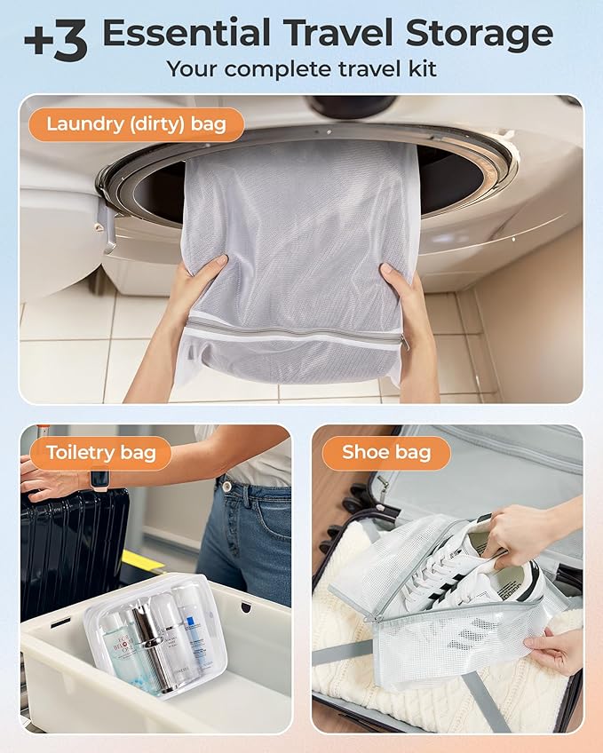 BAGSMART Vacuum Storage Bags with Portable Pump, Travel Space Saver Bags for Clothes, Heavy Duty Compression Bags for Storage, Vacuum Seal Bags with Hand Pump, Travel Essentials for Packing-Gray