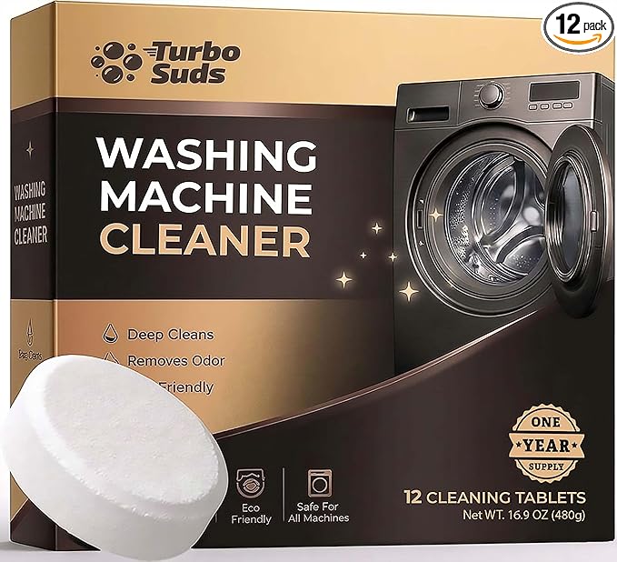 Washing Machine Cleaner Tablets XL – Heavy Duty Descaler and Deodorizer Tablets for HE Front Load and Top Load Washers – Powerful Washing Machine Cleaning Tablet – 12 XL Tablets, 1 Year Supply