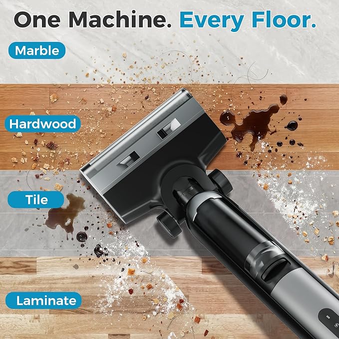 OLIXIS Wet Dry Vacuum Cleaner, Cordless All-in-One Vac Mops, Vacuum Mop with Self-Cleaning System, Dual Water Tank Design, Tangle-Free Brush, Dual-Edge Cleaning, 35-Min Runtime