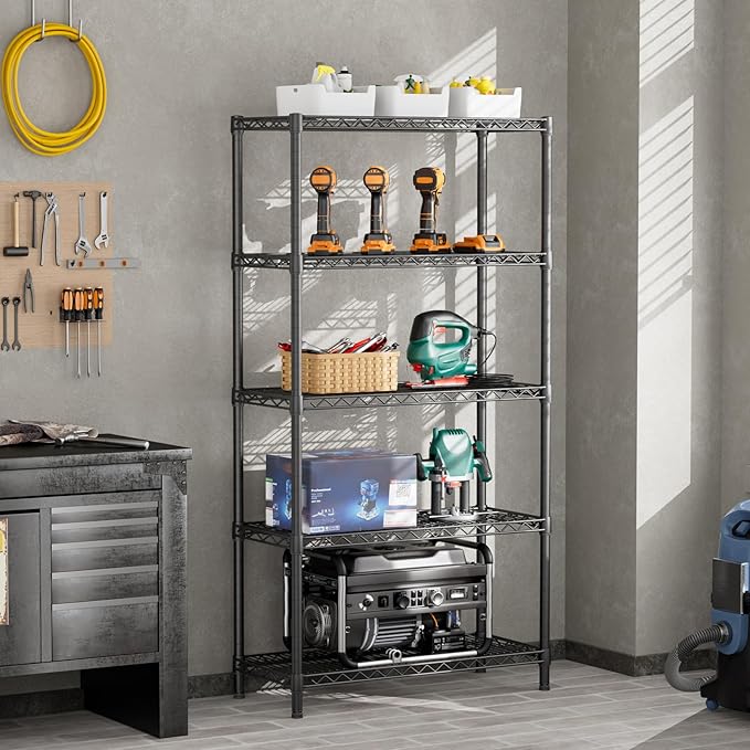 SINGAYE Shelf Closet Wire Shelving：Adjustable Metal Unit for Laundry Room Organization Bathroom Kitchen Home Garage Storage Pantry Rack Shelves