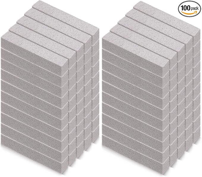 100 Pack Pumice Stone for Toilet Cleaning Bowl Stick Toilet Pumice Scouring Pad Pumice Stick Cleaner for Toilet, Bathtubs, Bathroom, Kitchen Sink, Pool, Grill, 5.9 x 1.37 x 0.98 Inch