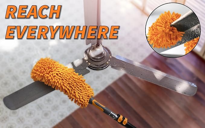 20 Foot High Reach Duster Kit with 4-12 ft Extension Pole // High Ceiling Duster Cleaning Kit with Telescopic Pole // Cobweb Duster // Feather Duster and Ceiling Fan Duster // The Ultimate Dusting Kit