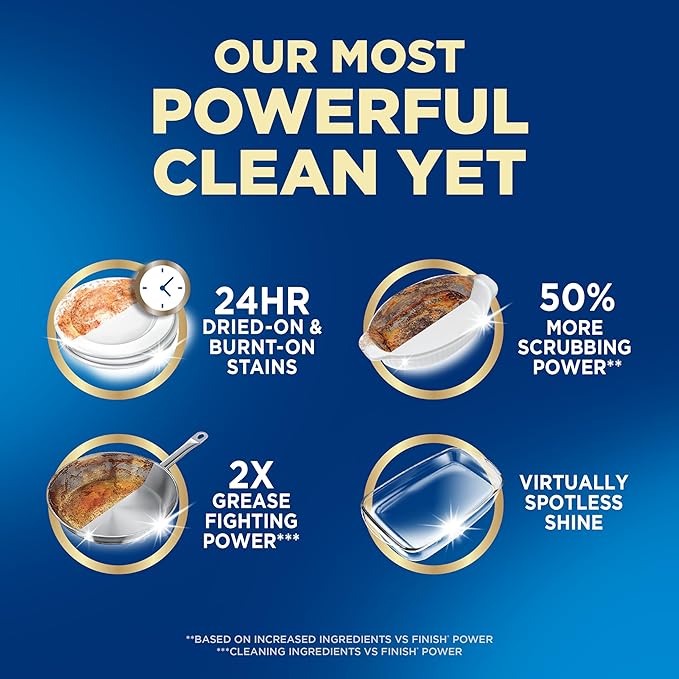 Finish Ultimate Quantum Dishwasher Pods, New & Improved Formula, Dishwasher Detergent Dish Soap, Removes Burnt-On & Dried-On Stain, Degreasing & Scrubbing Power, 47 Count