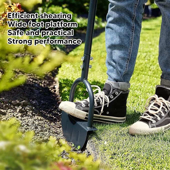 42.71in Saw-Tooth Edger Lawn Tool, Half Moon Lawn Edger with T-Grip, Sidewalk Grass Long Handled Step Edger, Carbon Steel Manual Trimming Shovel for Garden Sidewalk Flower Beds