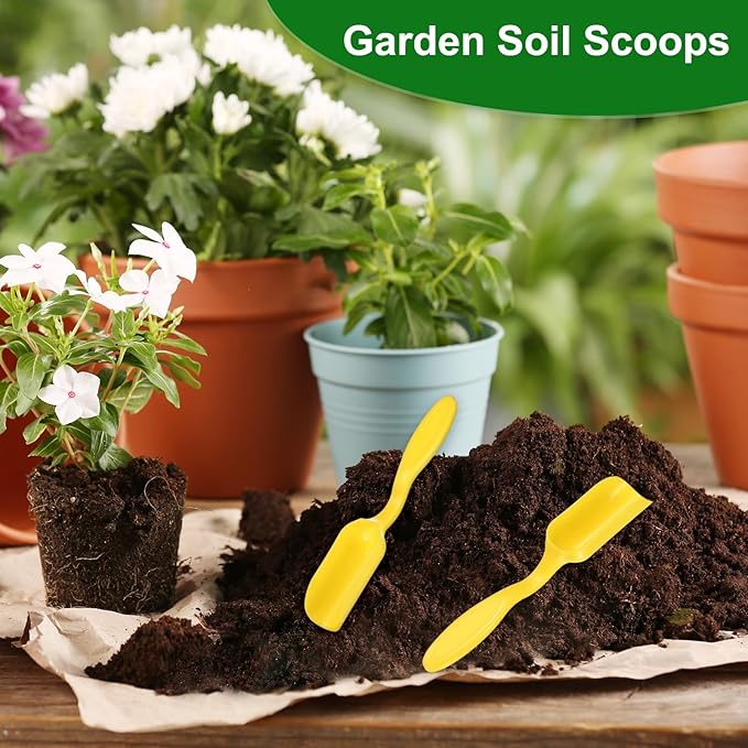 20-Pack Mini Gardening Shovel Spoons, Plastic Garden Soil Scoops for Cultivation Digging Transplanting/Flower Planting/Plant Succulent, Colorful Small Gardening Tools [Yellow]