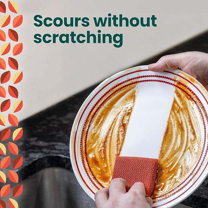 Scotch-Brite Harvest Dobie Scrubbing Pads, Non-Scratch Kitchen Sponge for Cleaning Dishes, Appliances, and Bathrooms, Copper Acorn Dish Sponge That Dries Fast, 2-Pack