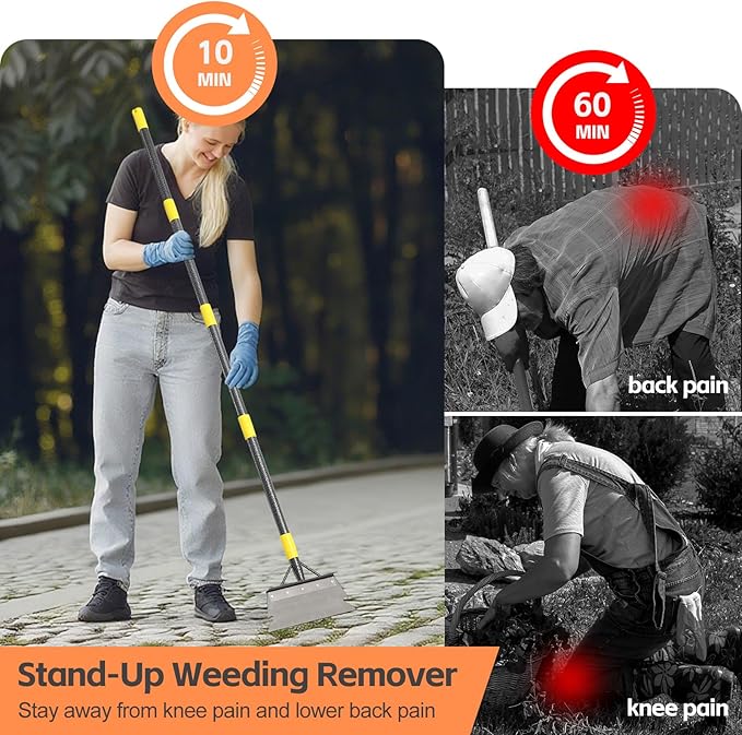 Ice Scraper Long Handle - Snow Removal Tool,Multifunctional Garden Cleaning Flat Shovel, Heavy Duty Floor Scraper Metal Sharp Blade for Lawn Edging,Sidewalk Weeding,Driveway Steps Snow Shovel 72"