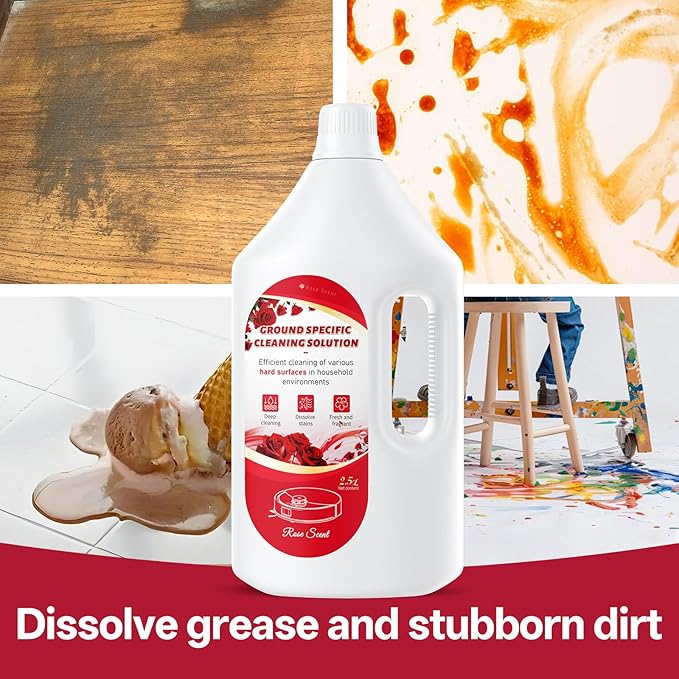 Floor Cleaning Solution Rose Scent, Compatible with Roborock Cleaning Solution Quick Drying Without Residue Suitable for All Robot Vacuums and Wet Dry Dual-Use Vacuum Cleaners (2.5 L, Rose)