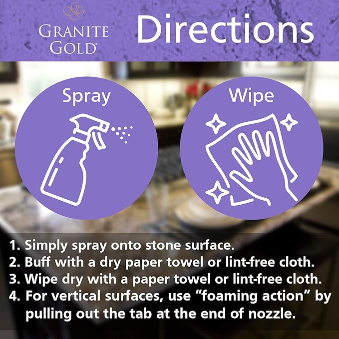 Granite Gold Clean and Shine Spray-Streak-Free Deep Cleaning & Polishing of Granite, Marble, Quartz, 24 Fl Oz (Pack of 2)