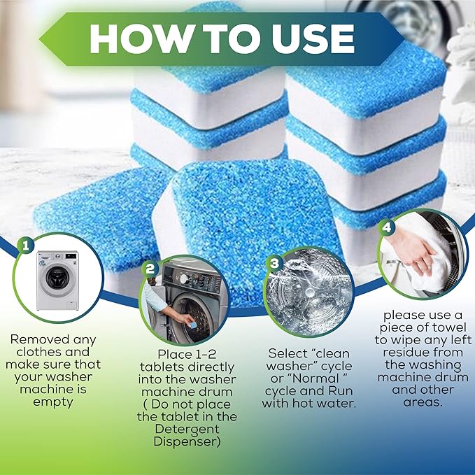 True Fresh Washing Machine Cleaner Tablets - 25-Pack & 15-Pack - Deep Clean & Descale All Internal Parts, Ideal for All Washers Top Load, Front Load, HE, Septic Safe (40 Tablets)