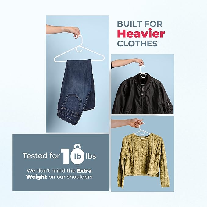 Made in USA Heavy Duty Plastic Clothes Hangers Bulk, 20 30 50 100 Pack Available, Strong Plastic Hangers, Jacket Coat Hangers, Thick Plastic Hanger for Closet and Clothing Hangars (36pk Black)