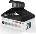 Neaties Plastic Hangers 20 Pack – Made in The USA – 6lb Capacity Standard Clothes Hangers with Strap Hooks for Dresses, Lingerie, Shirts, Pants, and Jackets – Black
