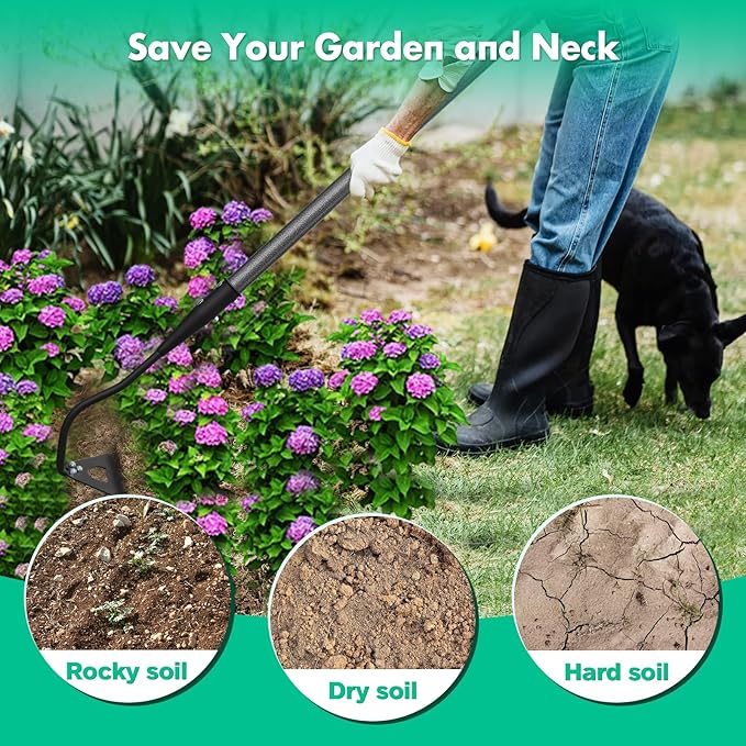Lilyvane Hoe Garden Tool with 70Inch Long Handle, Heavy Duty Garden Hoes for Weeding Loosening Soil Digging Planting Ridging, Handy Hoe Gardening Tools Weeding Hoe