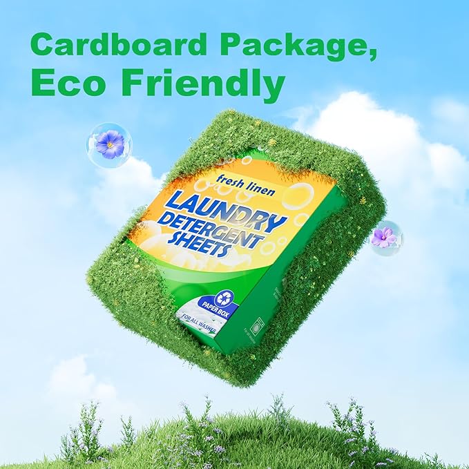 Laundry Detergent Sheets Fresh Scent 120 Loads No Plastic Jug, Travel Laundry Soap Detergent 60 Sheets