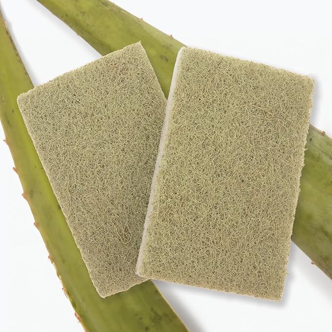 Full Circle Heavy Duty Scrubber Sponge – Robust Agave Leaf & Plastic-Free Cellulose – Dual-Sided Dish Sponge for Cast Iron, Grill Grates & Oven Racks, 2 Pack