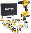 Tool Kit Box Drill Set with 21V Cordless Drill, Tool Box with Drill, Hand Drill Set for Men, Power Tool Combo for Home Repair, DIY, Handyman
