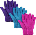 Patelai 3 Pairs Microfiber Plant Dusting Gloves Leaf Cleaning Gloves for Indoor Plants, Blinds, Furniture, House (Purple,Blue,Rose Red,Small)