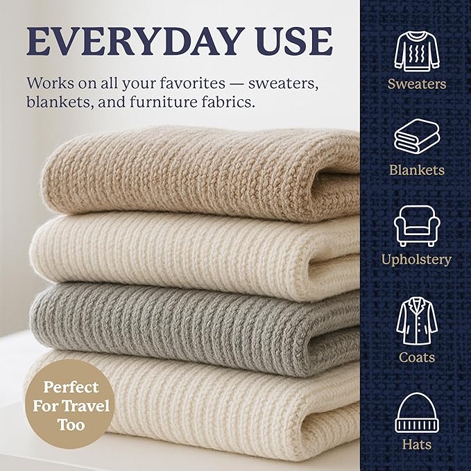 Farberware Fabric Shaver & Lint Remover Set–Battery Operated Sweater Shaver with Triple Blades and Extra Sticky Roller for Pet Hair, Fuzz & Pilling on Clothes, Upholstery & Bedding (Sage, Large)