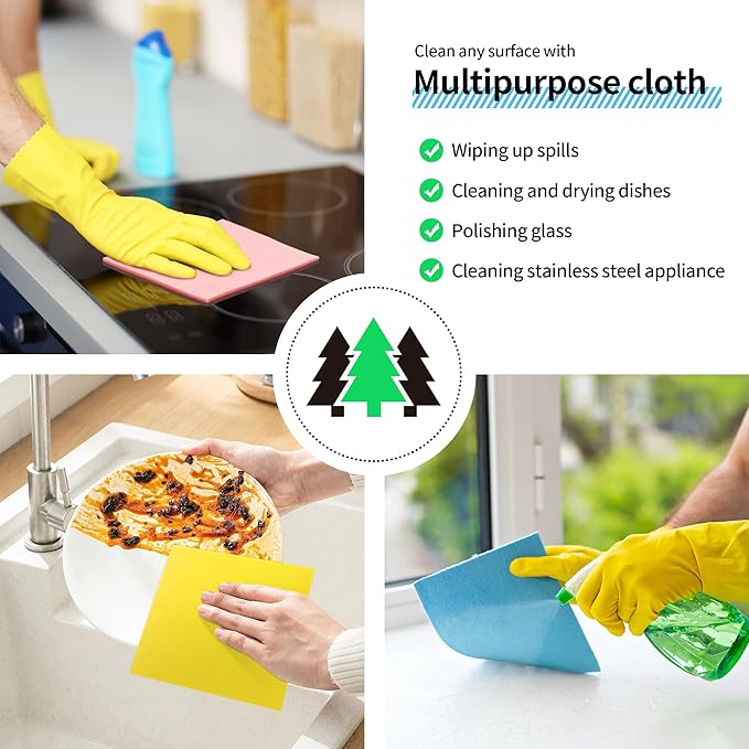 HOMERHYME Swedish Dishcloths for Kitchen 10 Pack, Multicolor Dish Cloth, Absorbent Dish Towels for Kitchen, Multipurpose Cellulose Sponge Cloths, Reusable Paper Towels for Home & Kitchen
