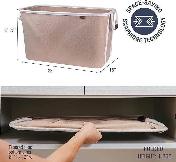 CleverMade Collapsible Laundry Basket Hamper - LUXE Mocha 2-Pack 60L - Space Saving Storage Organizer with Handles Foldable Home Organization