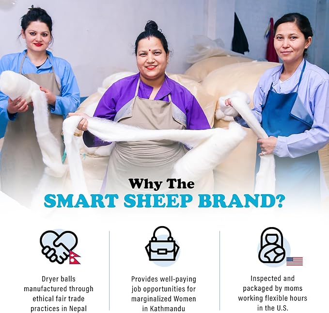 Wool Dryer Balls - Smart Sheep 3-Pack - XL Premium Natural Fabric Softener Award-Winning - Wool Balls Replaces Dryer Sheets - Laundry Balls
