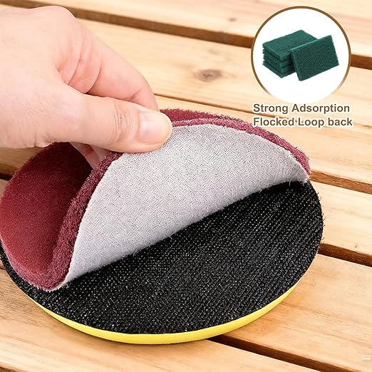 uxcell 5Pcs Scrubber Scouring Pad, 5.9 x 3.9 Inch 180 Grits Drill Power Brush Rectangle Scrub Pads Discs Polishing Pad for Household Furniture Automotive Cleaning, Green