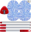 Small Spin Mop Replacement Head Compatible with Ocedar 2 Tank RinseClean, 4 Mop Heads +1 Stick+1 Base , Microfiber Mop Refills and 30-58in Handle, Easy-to-Replace(Blue,2 Tank)