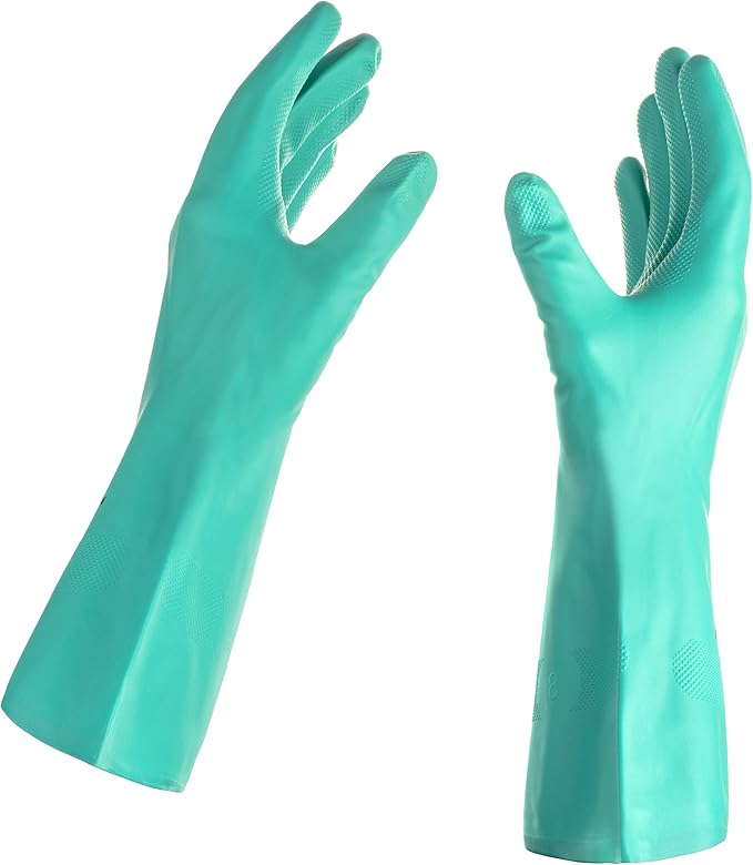 Tusko Products Best Nitrile Rubber Cleaning, Household, Dishwashing Gloves, Latex Free, Vinyl Free, Reusable not Disposable, Small S, (1 Pair)