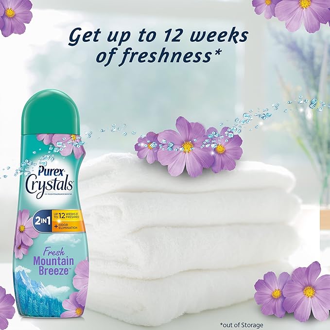Purex Crystals in-Wash Fragrance and Scent Booster, Fresh Mountain Breeze, 21 Ounce (Pack of 2)