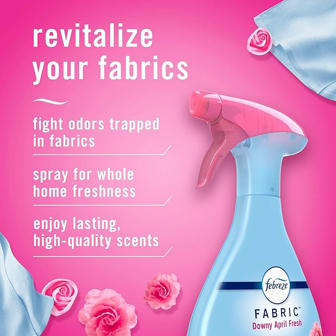 Febreze Fabric Spray Air Freshener, Odor-Fighting Fabric Refresher, Sneaker Balls Alternative, Couch Cleaner, Linen Spray, Multi-Use, Downy April Fresh Scent, 23.6 fl oz (Pack of 2)