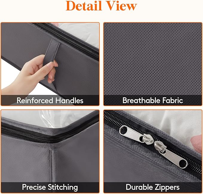 Lifewit 95L 3 Pack Under Bed Storage Containers, Large Capacity Blanket Storage Bags with Reinforced Handle, Organization and Storage for Comforters, Sheets, Clothes, Bedroom, College Dorm, Grey