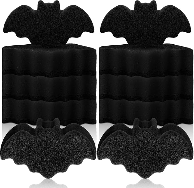 Tioncy 12 Pack Bat Sponges Kitchen Bulk Dual Sided Scrubber Gothic Sponges Dishwashing Non Scratch Bat Kitchen Accessories Dish Scouring, Black