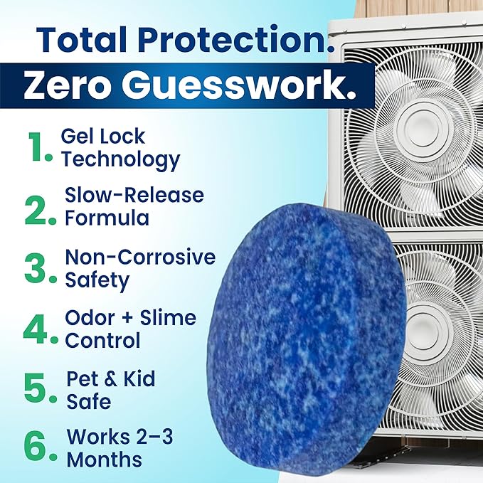 AC Pan Tablets, Commercial-Grade, Gel Lock Tech: Long Lasting, Moisture Activated Slow Release, Non-Corrosive & Safe - No Residue, Pan Treat Tablets (1 Ton, 30 Pack)