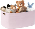 72L Large Baby Girls Laundry Basket for Nursery Storage,Cute Woven cotton Rope Baskets for Kids Toy，Gifts, Boho Square Wicker Blanket hamper for Living Room,Bedroom Dirty Clothes,Pink