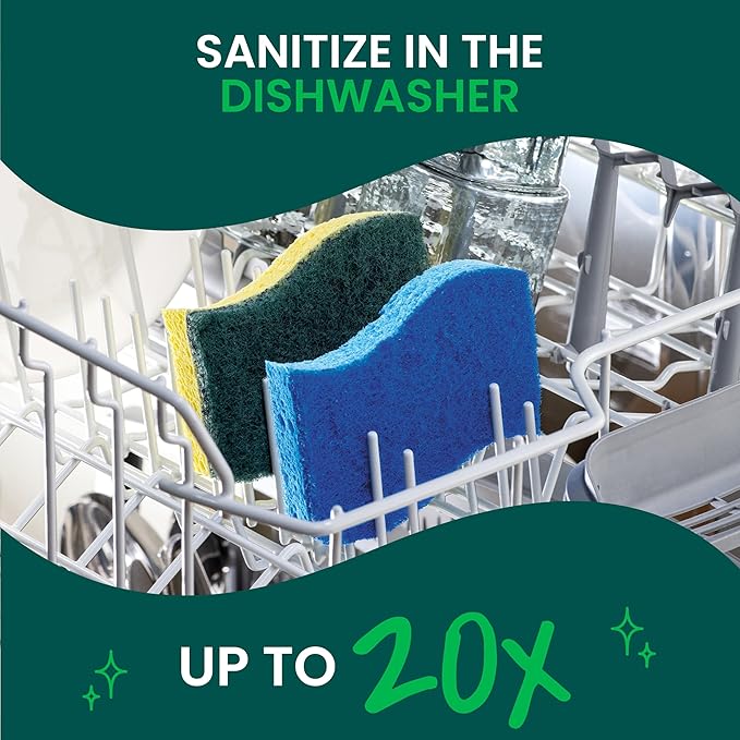 Scotch-Brite Zero Scratch Scrub Sponge, 9 Kitchen Sponges for Cleaning Around the Home, Bathroom & More, Effective + Gentle Dish Scrubber, Best for Nonstick Pots and Pans, Safe on Most Surfaces
