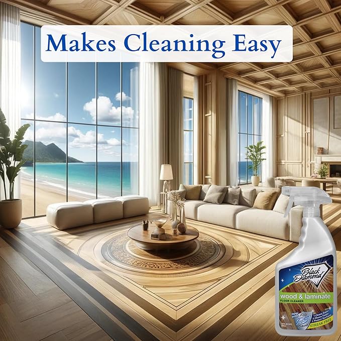 Black Diamond Stoneworks Wood, Laminate, Hardwood & Luxury Vinyl Floor Cleaner Spray – Multi-Purpose Mopping Solution for a Streak-Free Clean s (160 FL Oz)