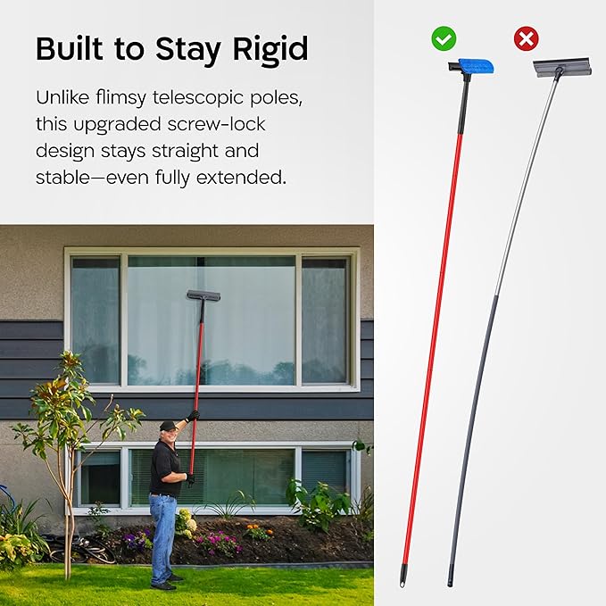 Tyroler Professional Window Squeegee for Home, 12"-80" Long Squeegee for Window Cleaning, 2-in-1 Window Cleaning Squeegee Kit, Indoor & Outdoor Window Cleaner Tool for High Windows & Glass