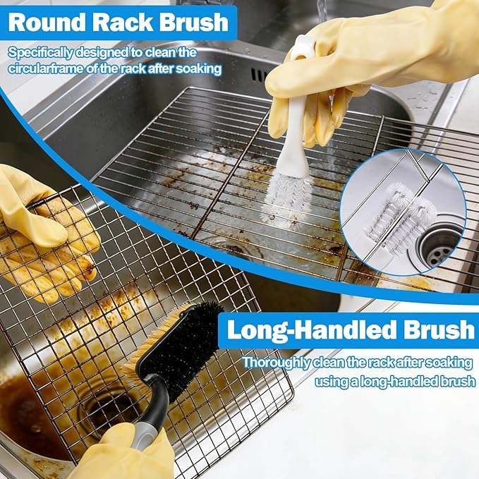 XANGNIER 9 Pack Oven Rack Cleaning Bags Kit with Brush,No Cleaner Included,Simple to Use,No Messy Hands Reusable Leakproof Soaking Cleaner Bags for Removable Metal Rack,BBQ Grills,Grill Grate