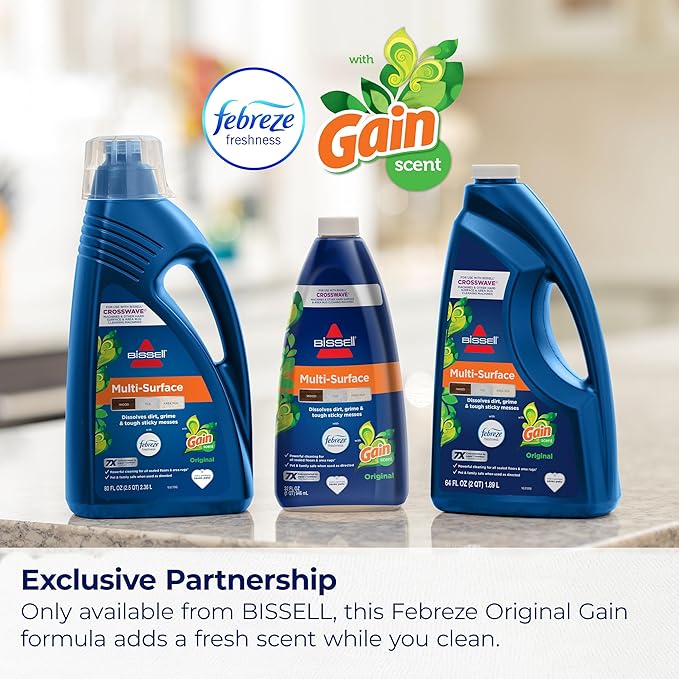 Bissell® Multi-Surface with Febreze + Gain, 34451, 64 oz, Safe of Sealed Hard Floors and Area Rugs, Dissolves Dirt, Grime, and Tough Sticky Messes, Febreze Original Gain Scent