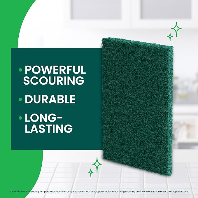 Scotch-Brite Heavy Duty Scour Pads, 24 Scouring Pads, Green Scrub Pads, Scouring Pad, Scrub Pads for Dishes, Best for the Kitchen, Garage and Outdoors