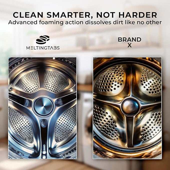 Washing Machine Cleaner Tablets – Deep Clean Washer Descale, Laundry Tub Cleaning Solution, Smell Fresh, Eliminates Buildup & Dirt, For Front & Top Load Washers, Easy-to-Use Tablets, 24 Pack