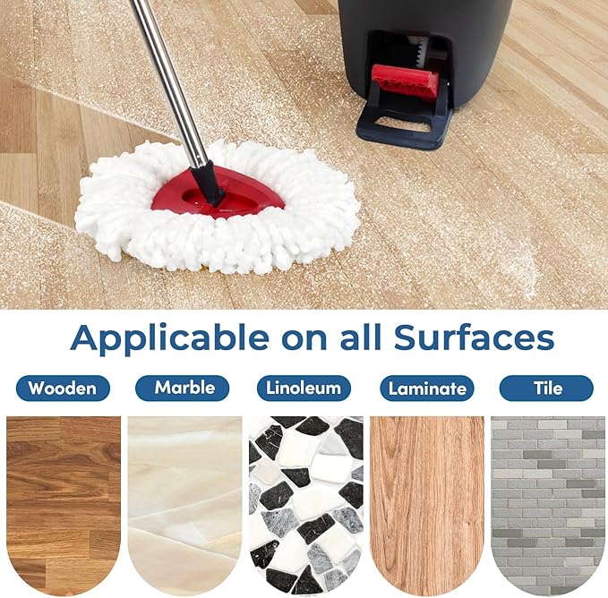 Matthew Cleaning 3Pack White Microfiber Spin Mop Replacement Head Compatible with EasyWring Spin Mop Replace Head-EasyWring High Absorbency,Machine Washable,Microfiber Spin Mop Refills