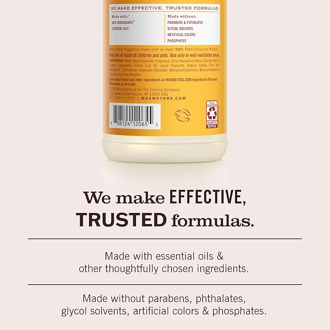 Mrs. MEYER'S CLEAN DAY Multi-Surface Everyday Cleaner, Clementine Scent, 16 Fl Oz Bottle