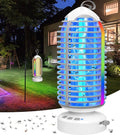 Bug Zapper Outdoor with Colorful Lighting and Auto-Sensing, 3 in 1 Cordless 4000mAh Battery Electric Fly Trap, Rechargeable Mosquito Zapper for Camping, Patios, Garden, Kitchen (1Pack-Grey)