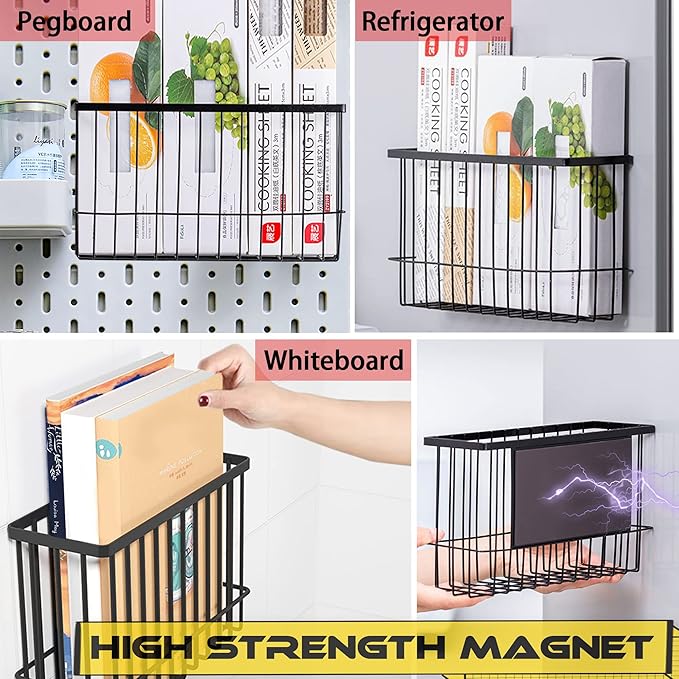 Buyyyit Laundry Room Organization & Storage Magnetic Basket Shelf Dryer Ball Lint Bin File Holder Container for Fridge & Washer
