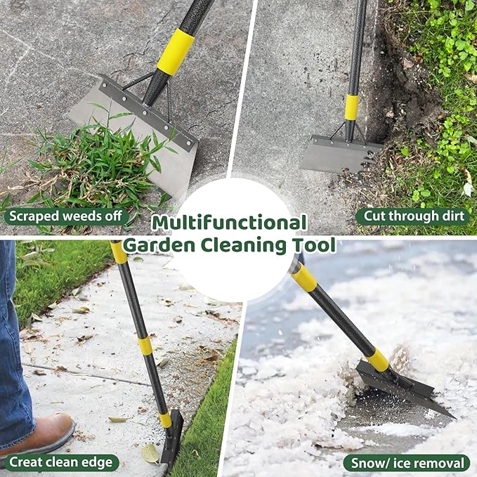 Garden Flat Shovel, Ice Scraper, 88" Long Multifunctional Garden Cleaning Shovel Weeding Tool,Heavy Duty Floor Scraper Long Handle,Metal Weeding Scraper for Lawn Edging, Snow Ice Removal
