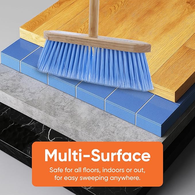 Superio Blue Synthetic Broom Head Refill - 12 Inch, Hard Floor, Kitchen & Home Broom