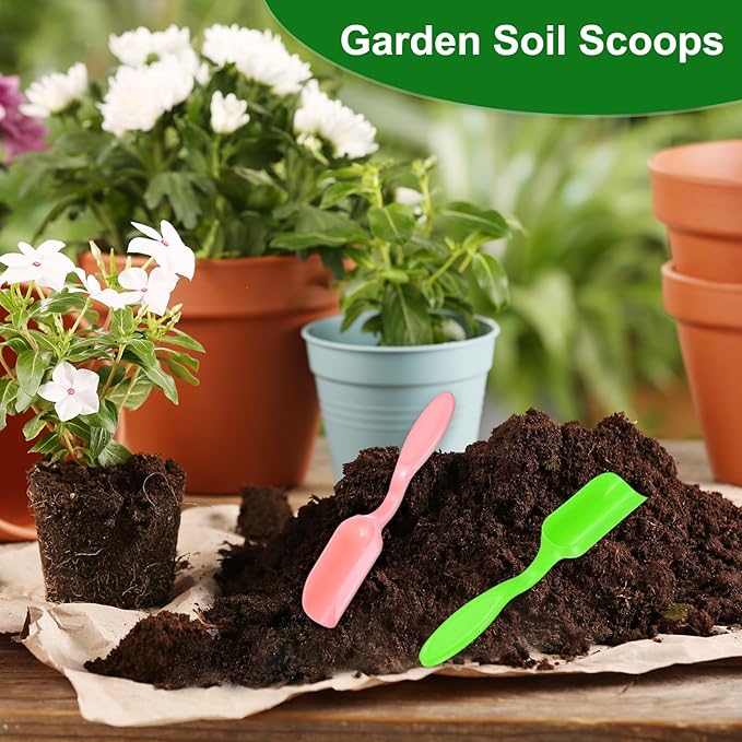 10-Pack Mini Gardening Shovel Spoons, Plastic Garden Soil Scoops for Cultivation Digging Transplanting/Flower Planting/Plant Succulent, Colorful Small Gardening Tools [Pink, Green]