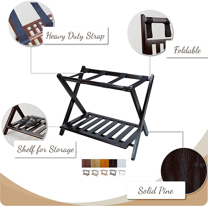 Casual Home Shelf-White Luggage Rack, 26.75" Wide